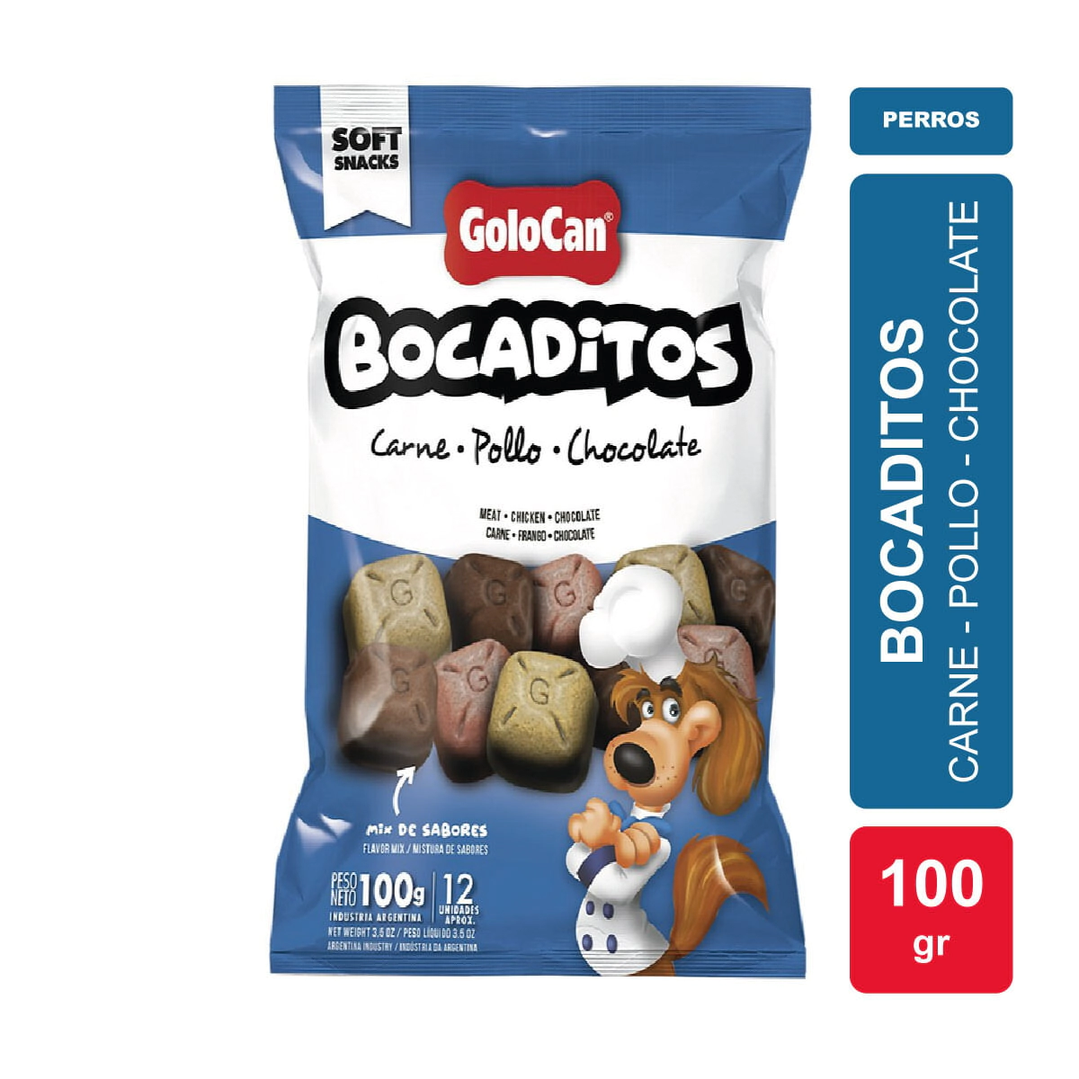 Golosina Golocan Bocadito sabor Carne Pollo y Chocolate x 100gr