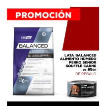 Alimento VitalCan Balanced Perro Senior Raza Grande x 15kg + Balanced Souffl� Perro Senior Sabor Carne Lata x 85gr DE REGALO
