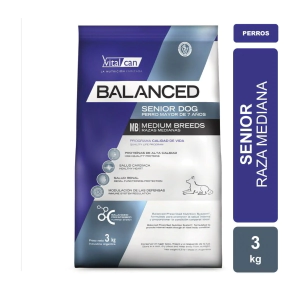 Alimento VitalCan Balanced Perro Senior Raza Mediana x 3kg + Balanced Souffl&eacute; Perro Senior Sabor Carne Lata x 340gr DE REGALO