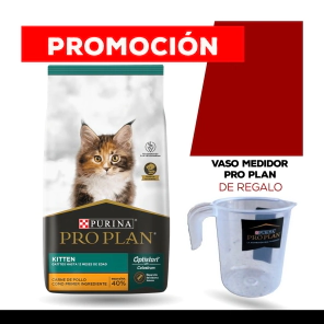 Alimento Purina Pro Plan Gato Kitten sabor Pollo y Arroz x 3kg + VASO MEDIDOR PRO PLAN DE REGALO
