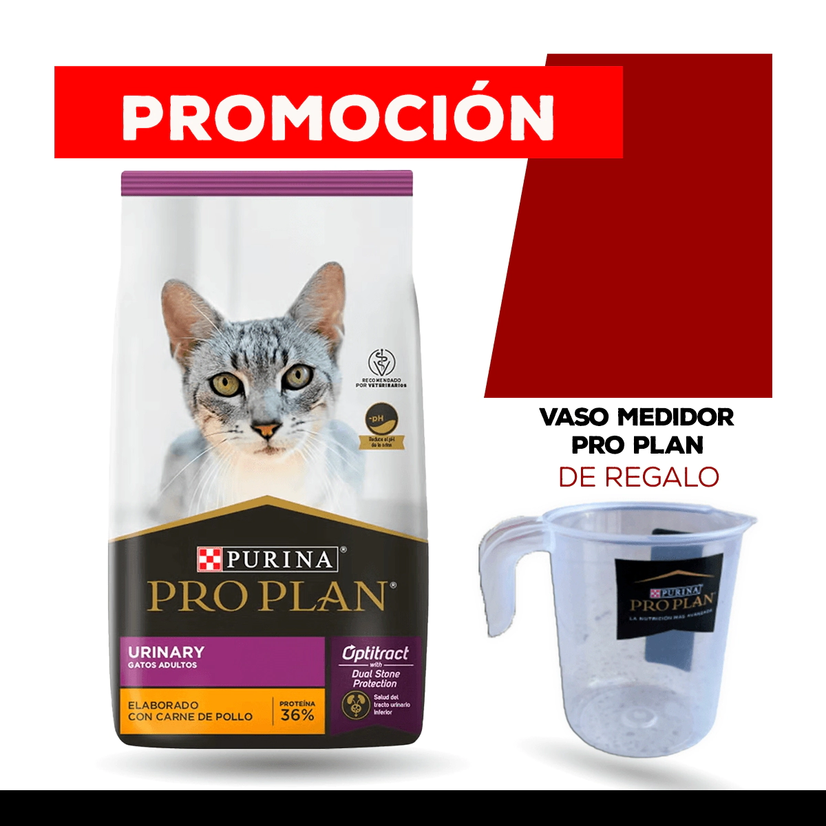 Alimento Purina Pro Plan Gato Adulto Urinary x 3kg + VASO MEDIDOR PRO PLAN DE REGALO