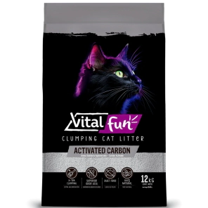 Piedra Arena Sanitaria Aglomerante Carb&oacute;n Activado Vital Fun x 12kg.