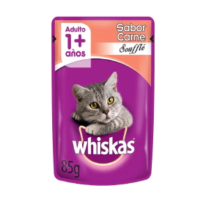 Alimento Whiskas Gato Adulto Pouch sabor Carne Souffle x 85gr