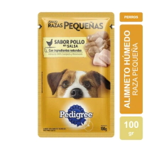 Alimento H&uacute;medo Pedigree Perro Adulto Raza Peque&ntilde;a Pouch sabor Pollo en Salsa x 100gr