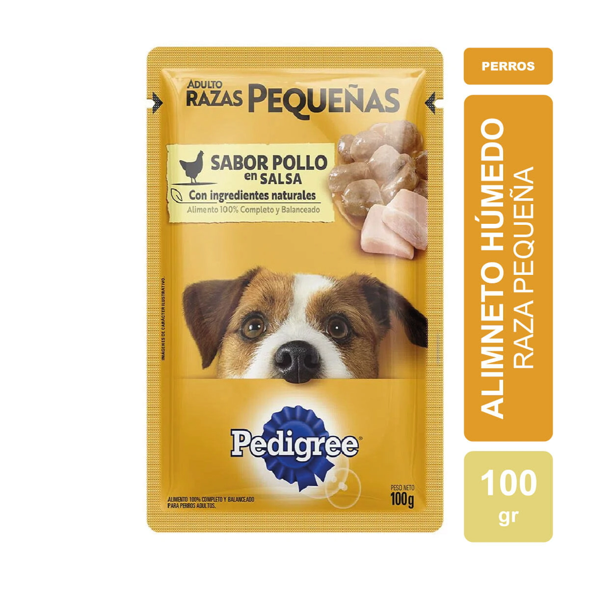 Alimento H�medo Pedigree Perro Adulto Raza Peque�a Pouch sabor Pollo en Salsa x 100gr