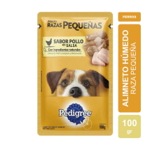 Alimento H&uacute;medo Pedigree Perro Adulto Raza Peque&ntilde;a Pouch sabor Pollo en Salsa x 100gr