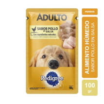 Alimento H&uacute;medo Pedigree Perro Adulto Pouch sabor Pollo en Salsa x 100gr