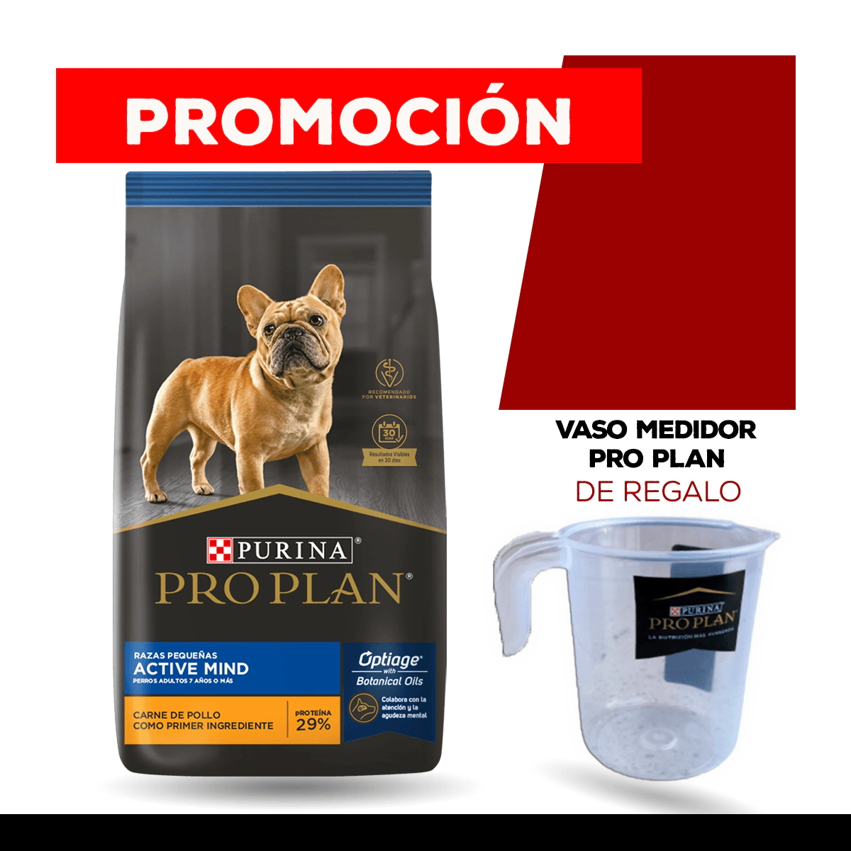 Alimento Purina Pro Plan Perro Adulto Active Mind Senior Raza Peque�a x 3kg + VASO MEDIDOR PRO PLAN DE REGALO