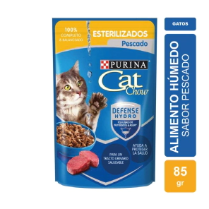 Alimento Purina Cat Chow Gato Adulto Esterilizado sabor Pescado pouch x 85gr
