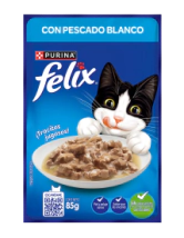 Alimento H&uacute;medo Gato Felix Sensaciones de Pescado Blanco en Salsa Pouch x 85 gr      