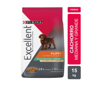 Alimento Purina Excellent Perro Cachorro Raza Mediana y Grande x 15 kg