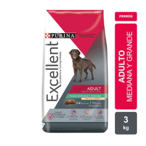 Alimento Purina Excellent Perro Adulto Raza Mediana y Grande sabor Pollo x 3 kg