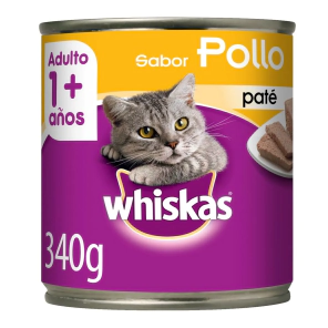 Alimento H&uacute;medo Whiskas Pat&eacute; Gato Adulto Sabor Pollo Lata x 340gr.