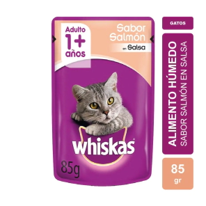 Alimento Whiskas Gato Adulto Sobre sabor Salmon en Salsa x 85gr