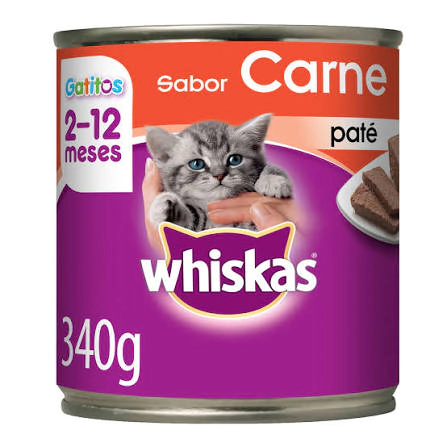 Alimento H�medo Whiskas Pat� Gato Cachorro Sabor Carne Lata x 340gr.  