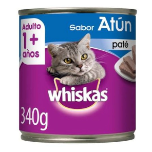Alimento H&uacute;medo Whiskas Pat&eacute; Gato Adulto Sabor At&uacute;n Lata x 340gr.      