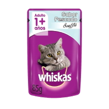 Alimento Whiskas Gato Adulto Pouch sabor Pescado Souffle x 85gr