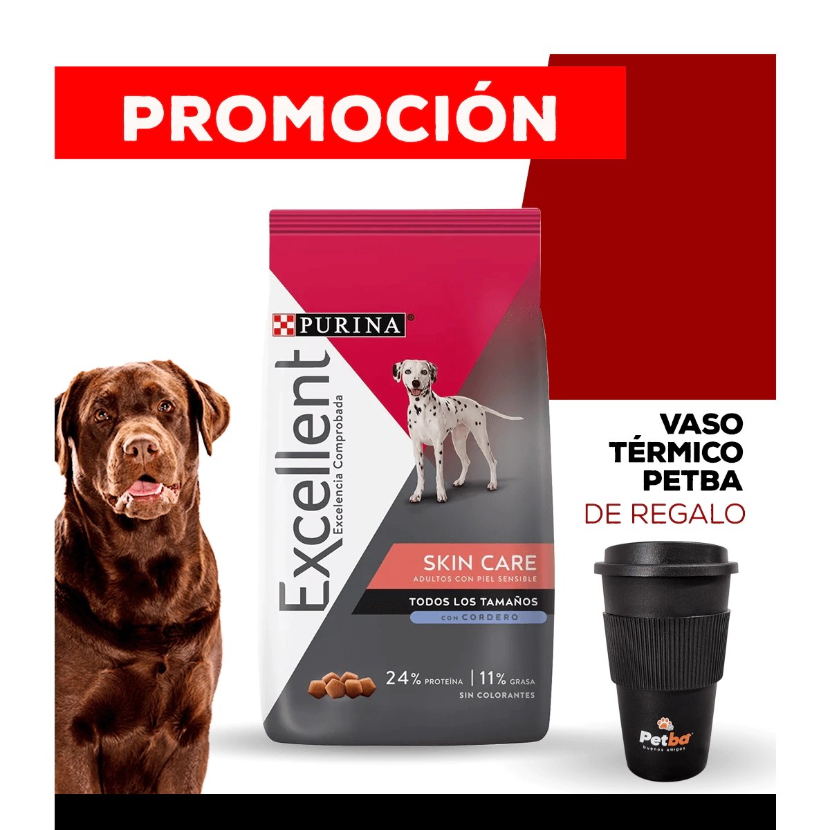Alimento Purina Excellent Perro Adulto Skin Care sabor Cordero x 3kg + VASO T�RMICO PETBA DE REGALO